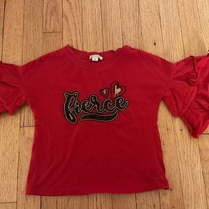 Red 3/4 Sleeve Top Girls, Fierce